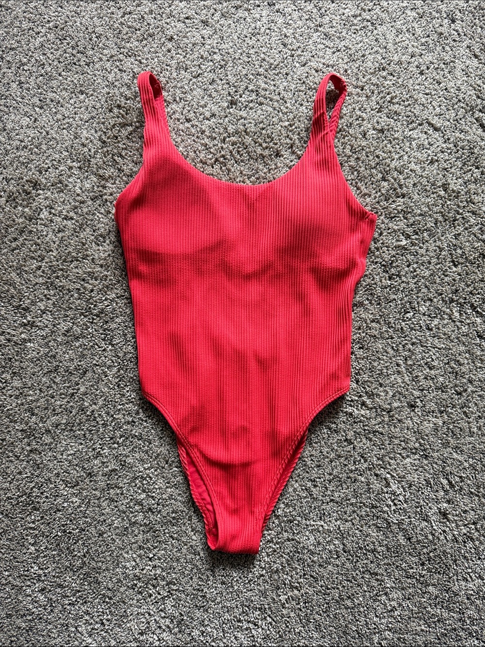 Hollister Bright Red Ribbed One-Piece Swim